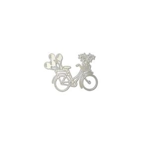 Bicycle craft die with balloons at the back and flowers in the front basket