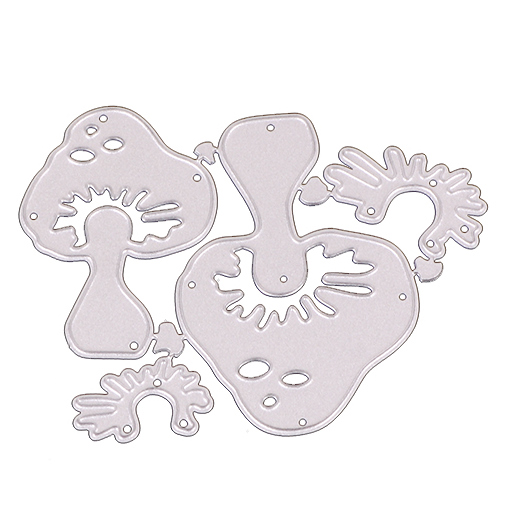 Two-piece mushroom craft die set with detailed frills and decorative woodland features