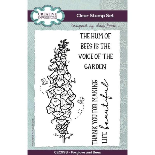 Foxglove and Bees Clear Stamp - Riverside Crafts