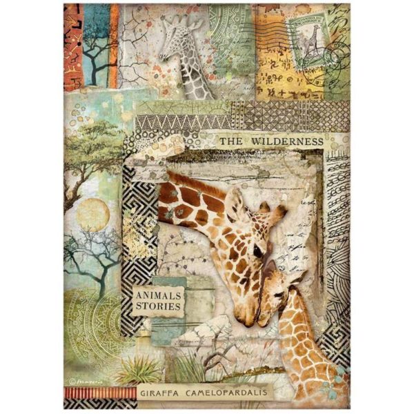 Stamperia Rice Paper Savana Giraffe - Riverside Crafts