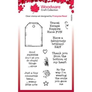 Woodware tagged greetings stamp - Riverside Crafts - FRS974