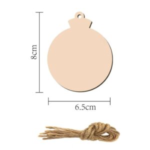 Plain 8cm round wooden bauble blank with jute twine for hanging, ideal for DIY Christmas crafts and decoration projects.