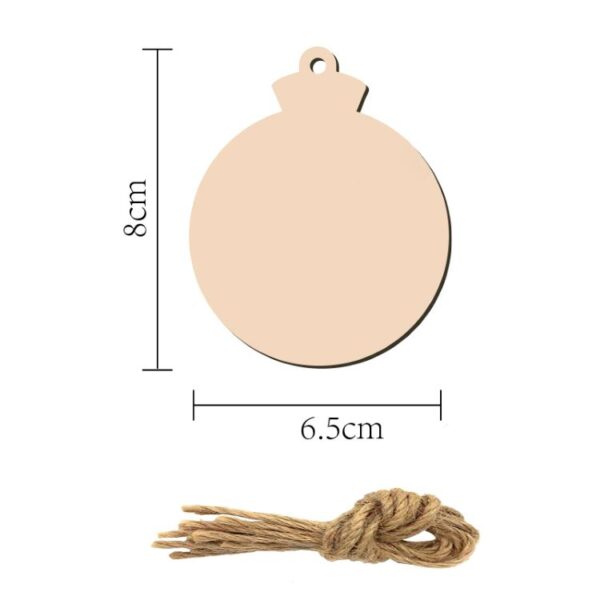 Plain 8cm round wooden bauble blank with jute twine for hanging, ideal for DIY Christmas crafts and decoration projects.