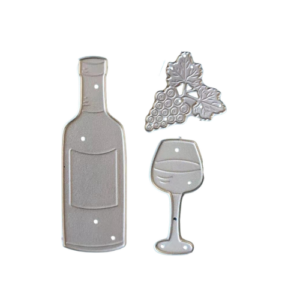 Wine Bottle with Glass and Grapes Craft Die - Riverside Crafts