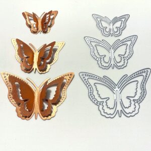 Three-piece 3D butterfly craft die set in graduated small, medium and large sizes