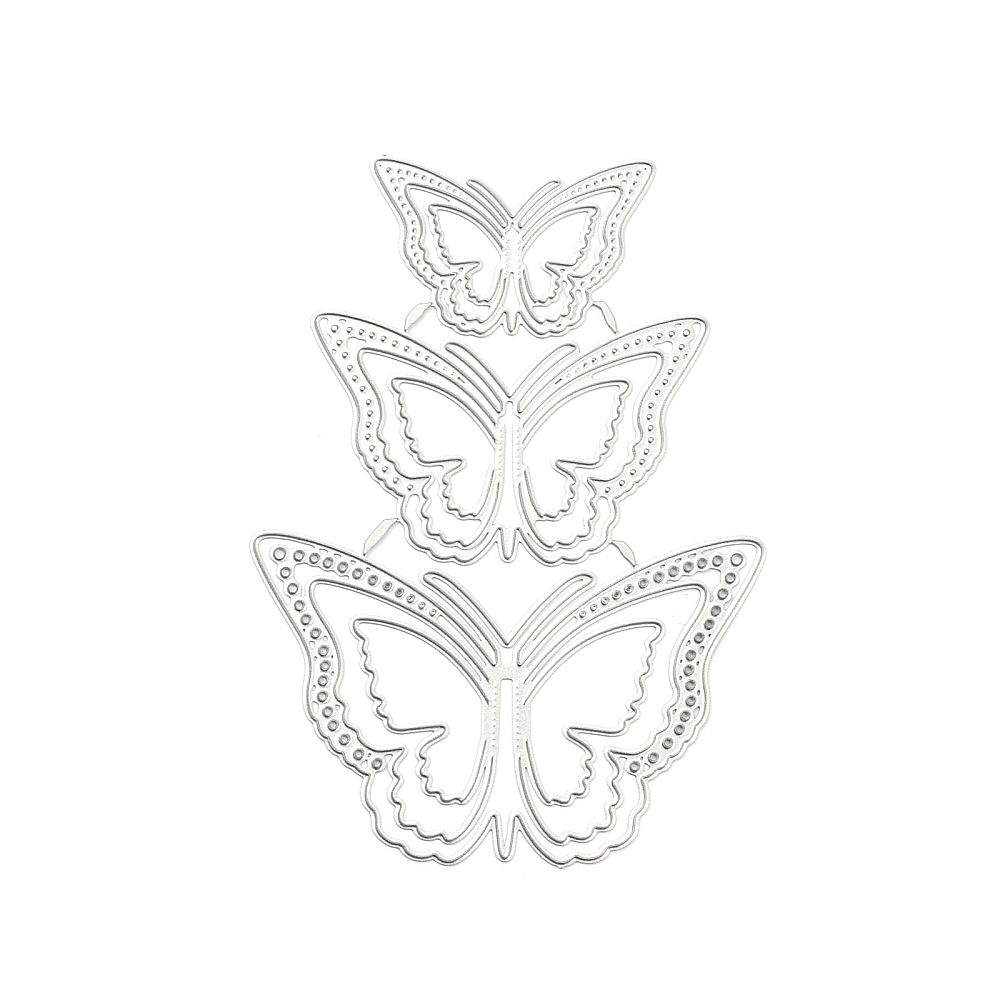 Three-piece 3D butterfly craft die set in graduated small, medium and large sizes