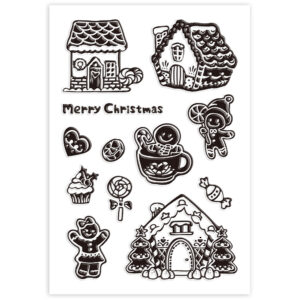 Gingerbread House clear stamp set with gingerbread man designs for Christmas card making