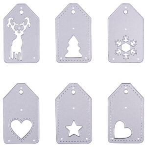 Seasonal Gift Tag Die Set with 6 metal cutting dies for Christmas gift tags and card making