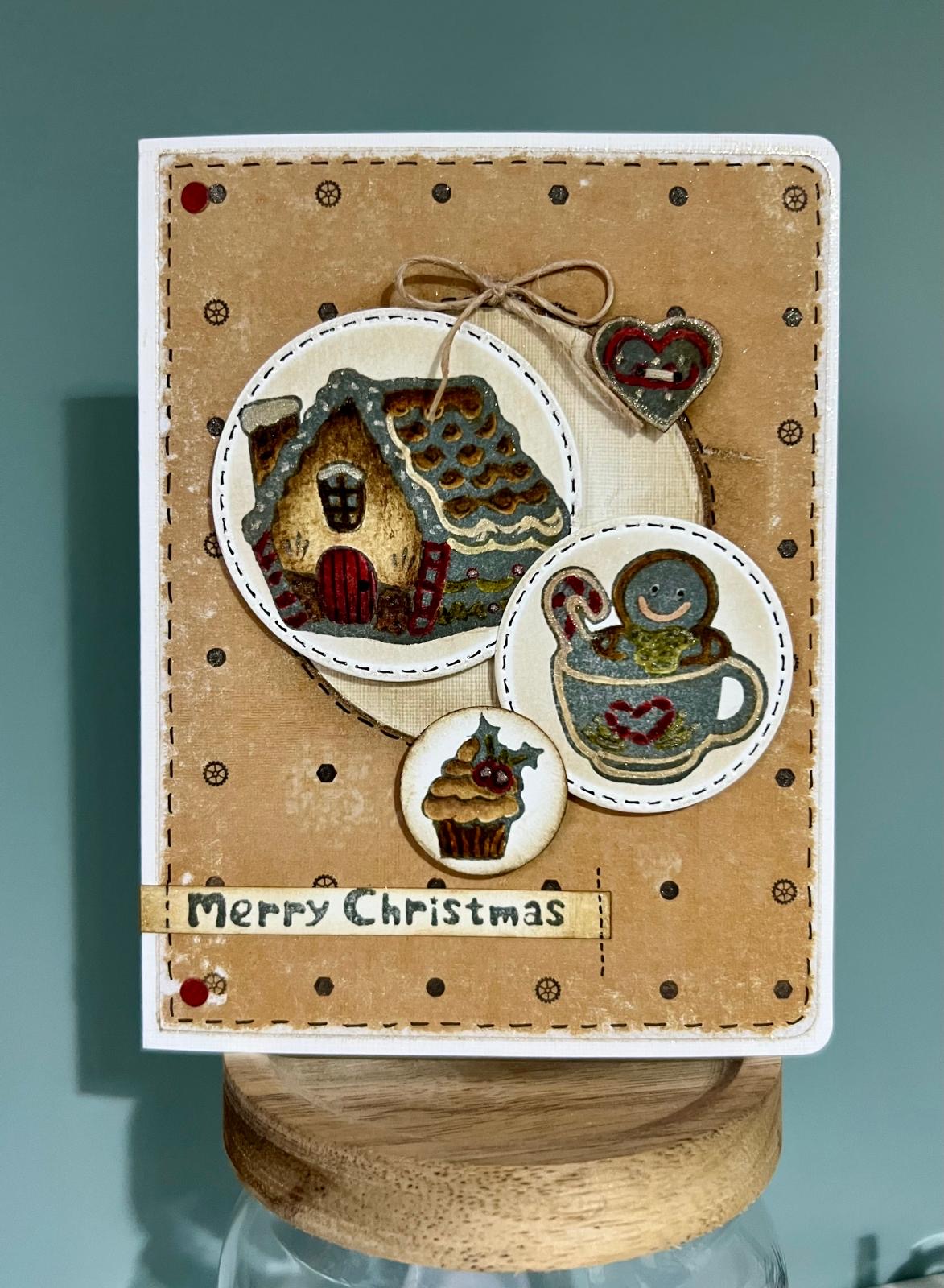 Gingerbread House clear stamp set with gingerbread man designs for Christmas card making